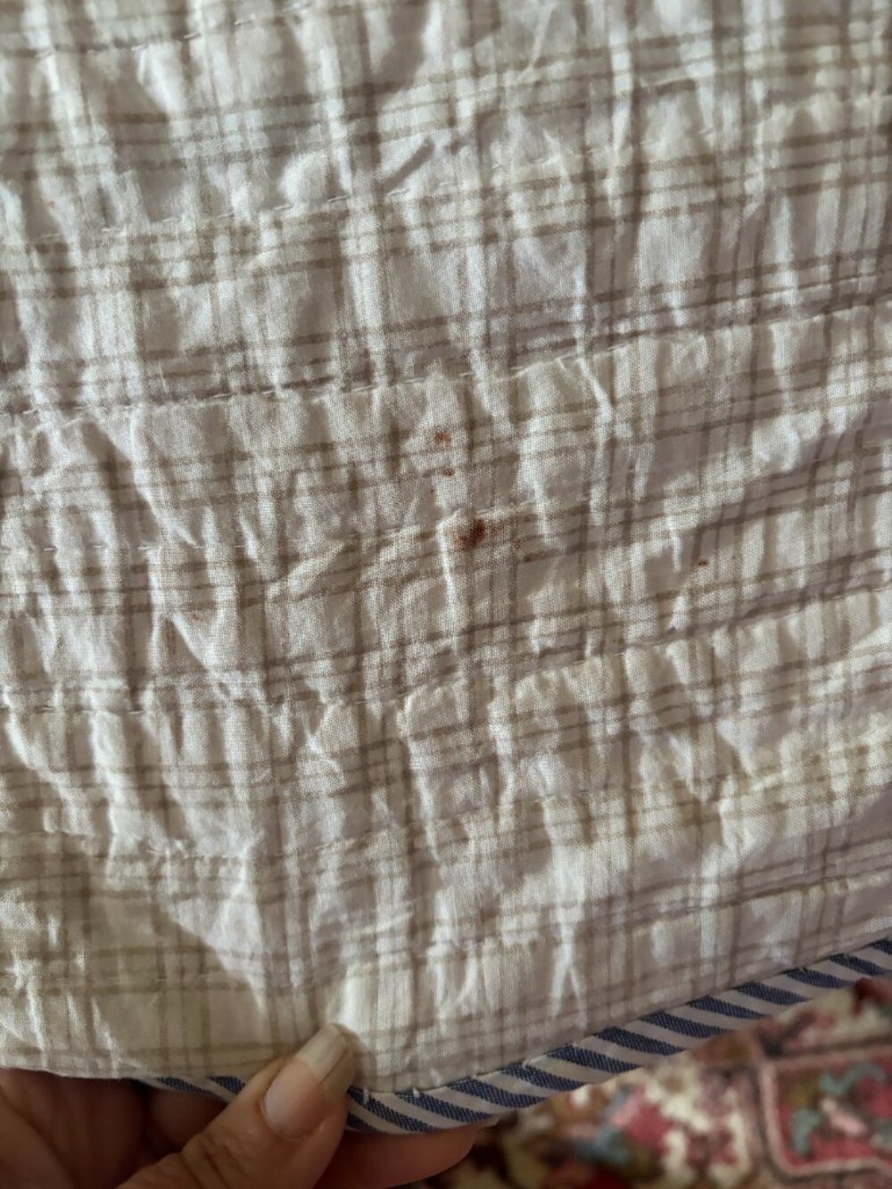 Log Cabin Quilt 85" x 85" Pink Peach Blue Full to Queen Size - Picture 15 of 16